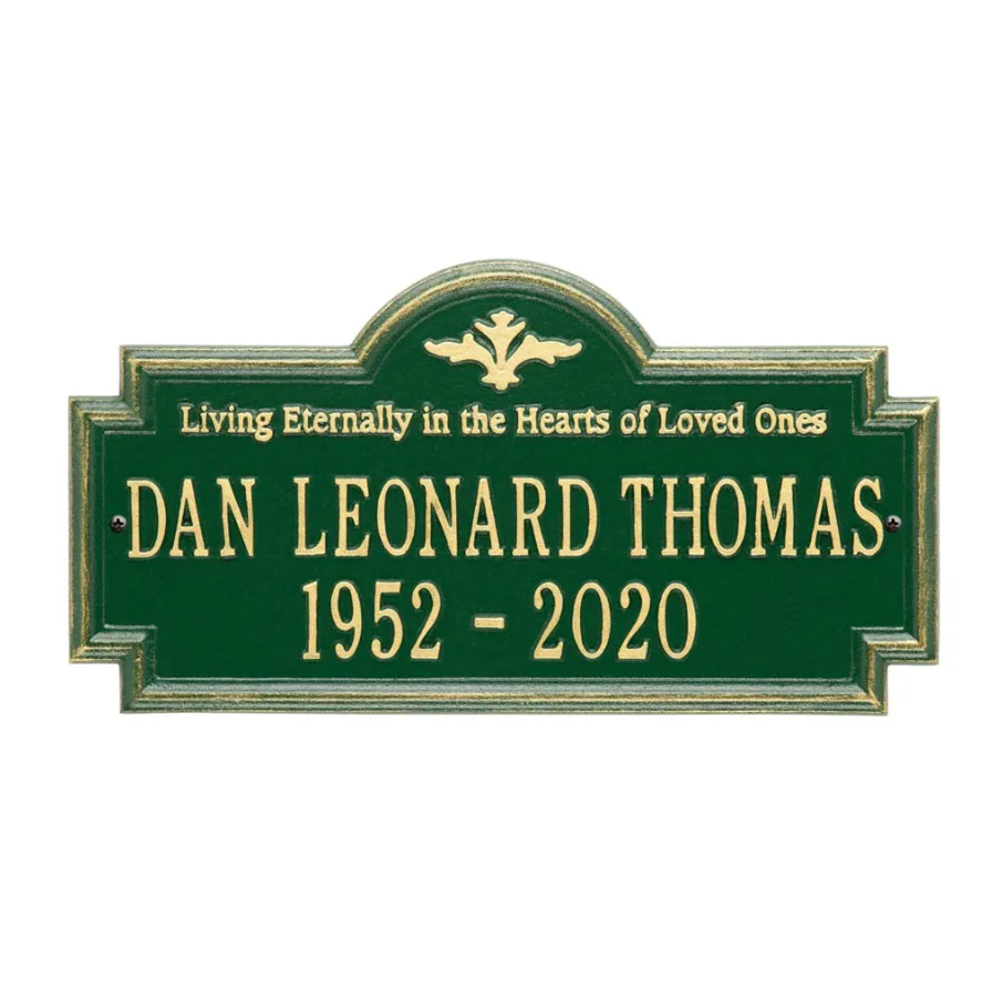 Whitehall 2213 Arch Marker Estate Lawn Address Plaque in Green and Gold