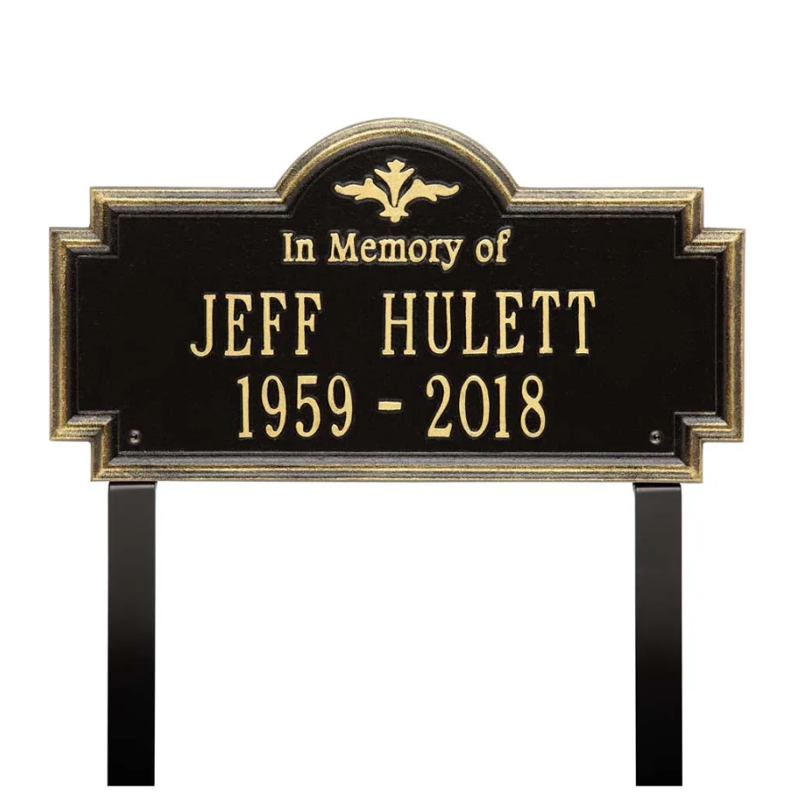 Whitehall 2214  Arch Marker Estate Lawn Address Plaque in Black and Gold