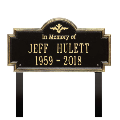 Whitehall 2214  Arch Marker Estate Lawn Address Plaque in Black and Gold