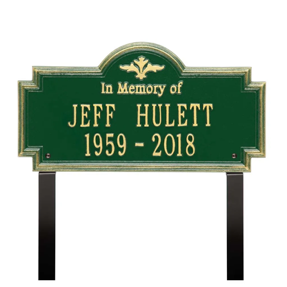 Whitehall 2214  Arch Marker Estate Lawn Address Plaque in Green and Gold