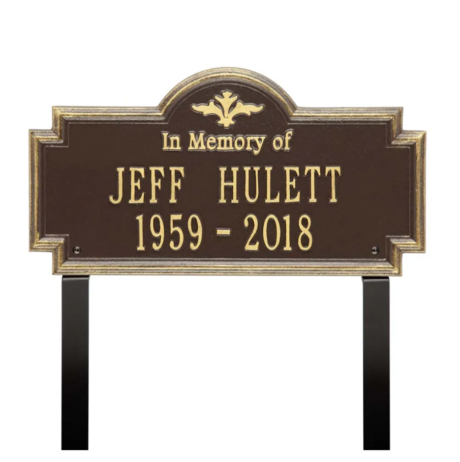 Whitehall 2214  Arch Marker Estate Lawn Address Plaque in Bronze and Gold