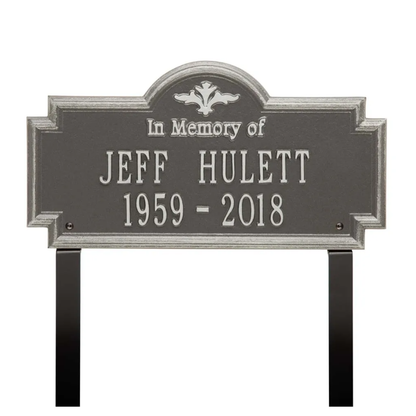 Whitehall 2214  Arch Marker Estate Lawn Address Plaque in Pewter and Silver
