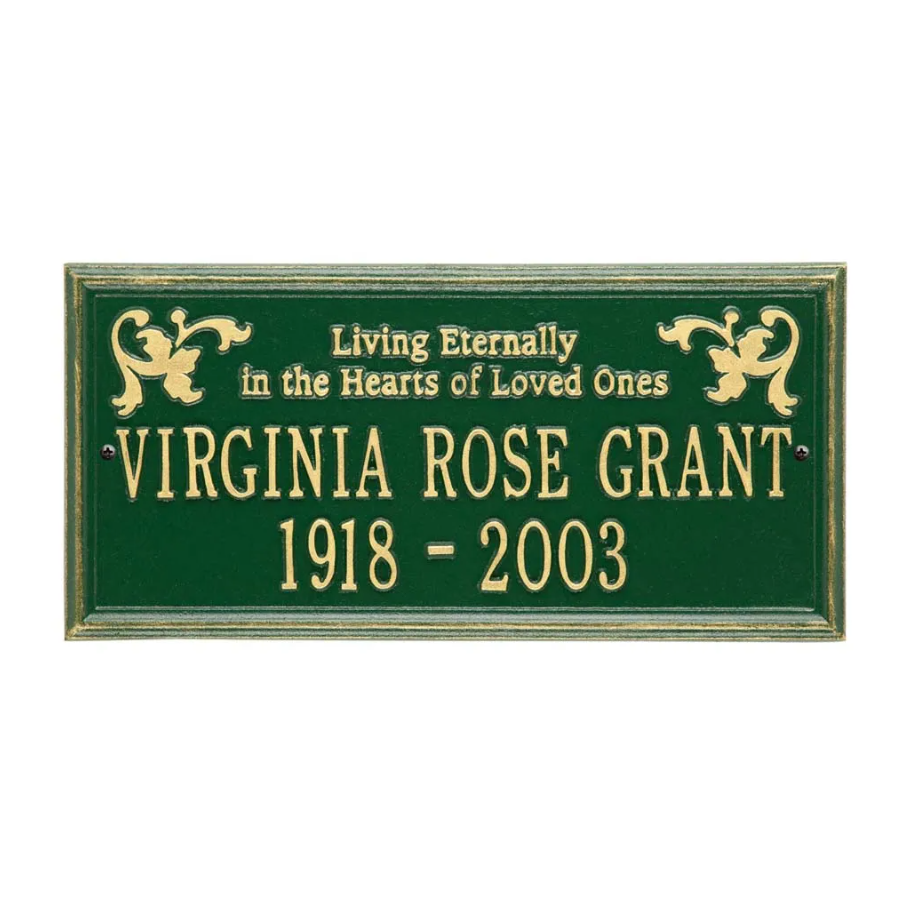 Whitehall 2217 Arch Marker Estate Wall Address Plaque in Green and Gold