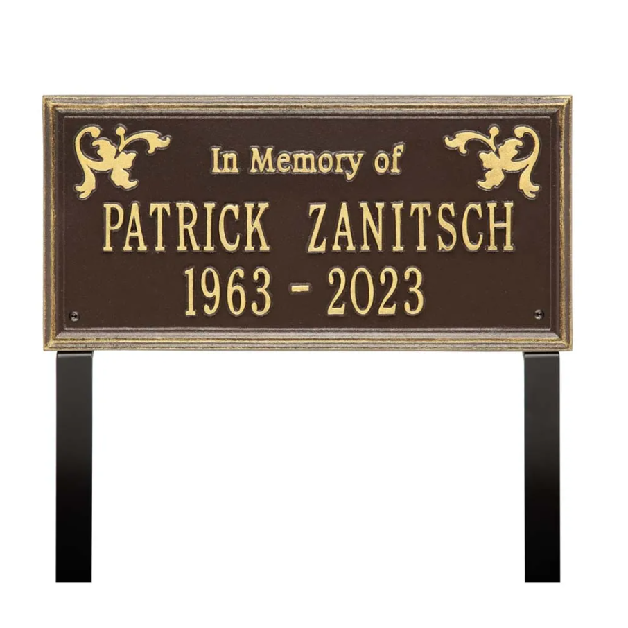 Whitehall 2218 Arch Marker Estate Lawn Address Plaque in Bronze and Gold