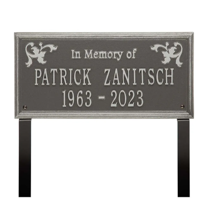 Whitehall 2218 Arch Marker Estate Lawn Address Plaque in Pewter and Silver