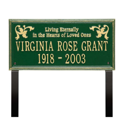 Whitehall 2219 Arch Marker Estate Lawn Address Plaque in Green and Gold