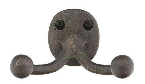 Emtek Sandcast Bronze Double Robe Hook Medium Bronze