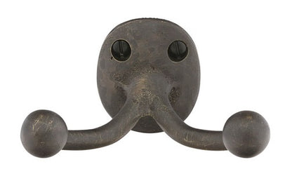 Emtek Sandcast Bronze Double Robe Hook Medium Bronze