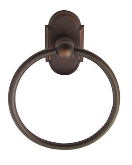 Emtek Brass Towel Ring - Style #8 Rosette - Oil Rubbed Bronze