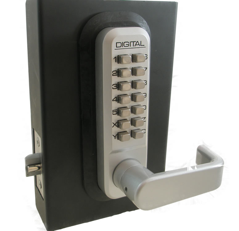 Lockey Style Single Combination 2835 Lever Handle, Metal Gate - Outside