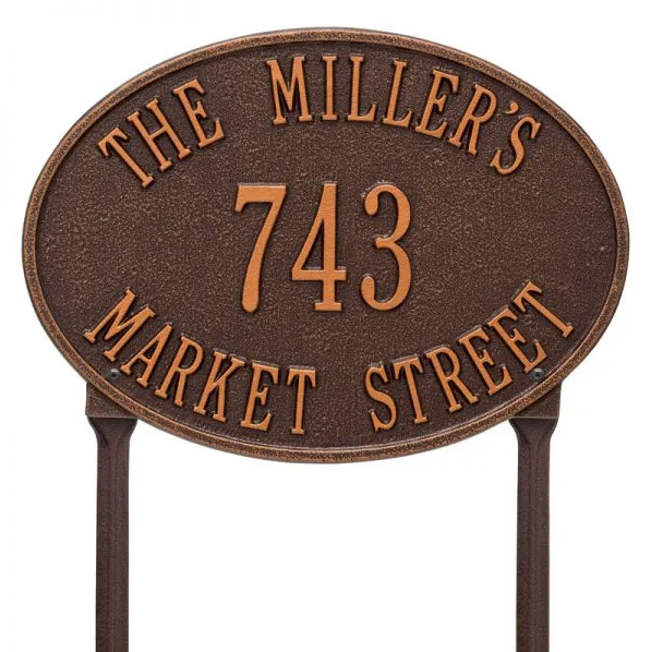 Whitehall 2919 Arch Marker Estate Lawn Address Plaque in Antique Copper