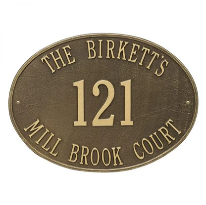 Whitehall 2720 Arch Marker Estate Wall Address Plaque in Antique Brass