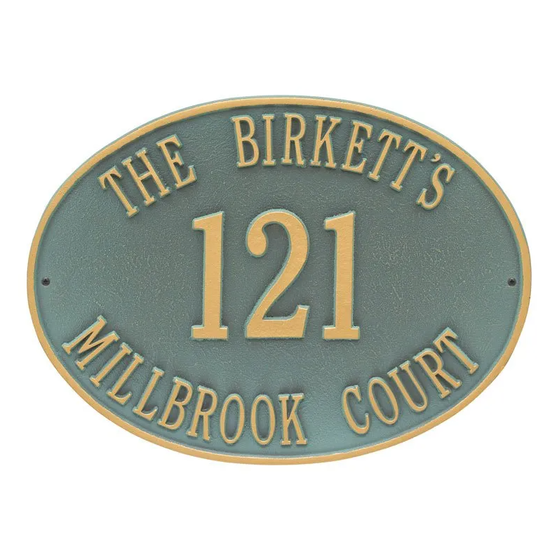 Whitehall 2720 Arch Marker Estate Wall Address Plaque in Bronze and Verdigris