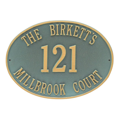 Whitehall 2720 Arch Marker Estate Wall Address Plaque in Bronze and Verdigris