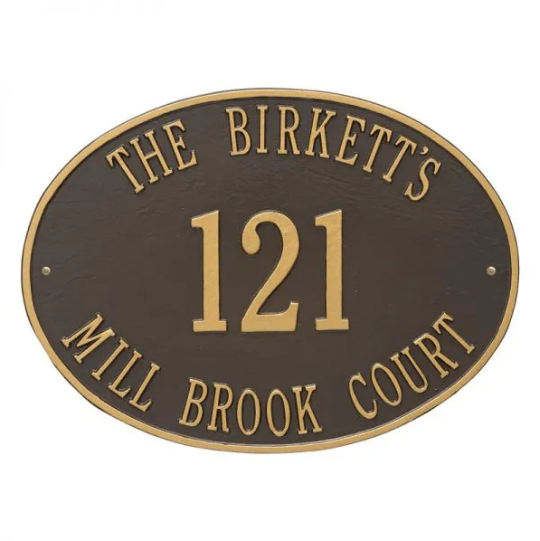 Whitehall 2720 Arch Marker Estate Wall Address Plaque in Bronze and Gold