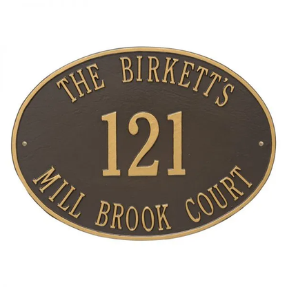 Whitehall 2720 Arch Marker Estate Wall Address Plaque in Bronze and Gold