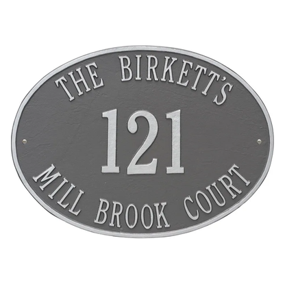 Whitehall 2720 Arch Marker Estate Wall Address Plaque in Pewter and Silver