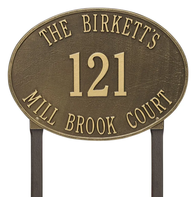 Whitehall 2921 Arch Marker Estate Lawn Address Plaque in Antique Brass