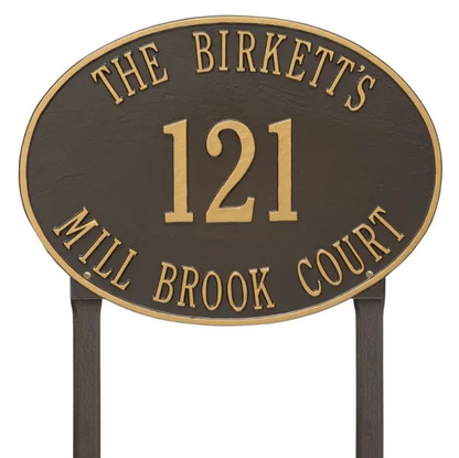 Whitehall 2921 Arch Marker Estate Lawn Address Plaque in Bronze and Gold