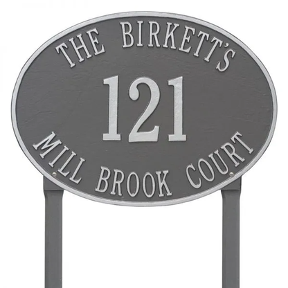 Whitehall 2921 Arch Marker Estate Lawn Address Plaque in Pewter and Silver