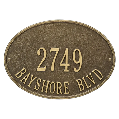 Whitehall 2923 Arch Marker Estate Wall Address Plaque in Antique Brass