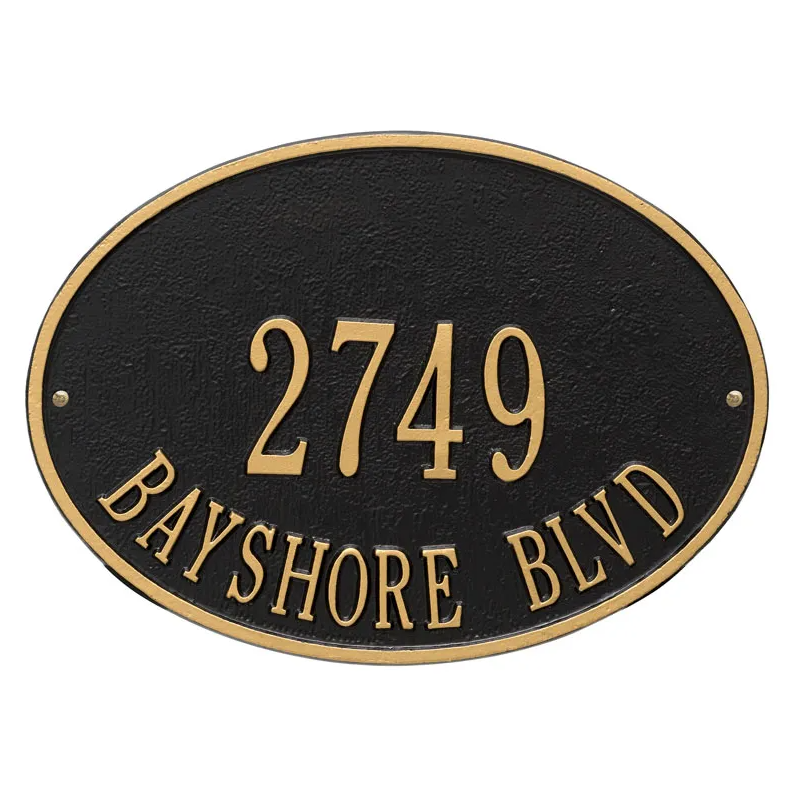 Whitehall 2923 Arch Marker Estate Wall Address Plaque in Black and Gold