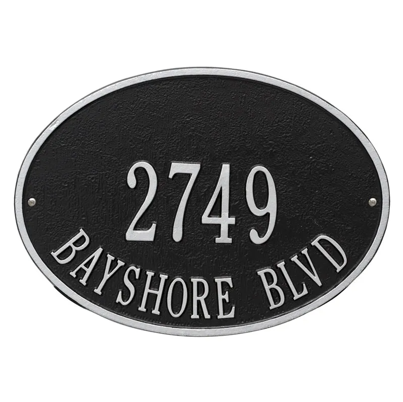 Whitehall 2923 Arch Marker Estate Wall Address Plaque in Black and Silver