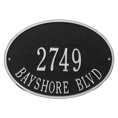 Whitehall 2923 Arch Marker Estate Wall Address Plaque in Black and Silver