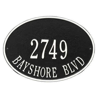 Whitehall 2923 Arch Marker Estate Wall Address Plaque in Black and White