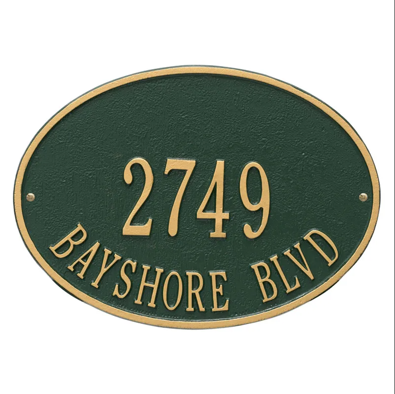 Whitehall 2923 Arch Marker Estate Wall Address Plaque in Green and Gold