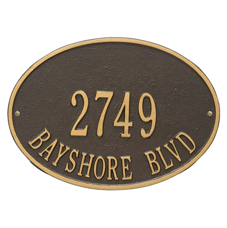 Whitehall 2923 Arch Marker Estate Wall Address Plaque in Bronze and Gold