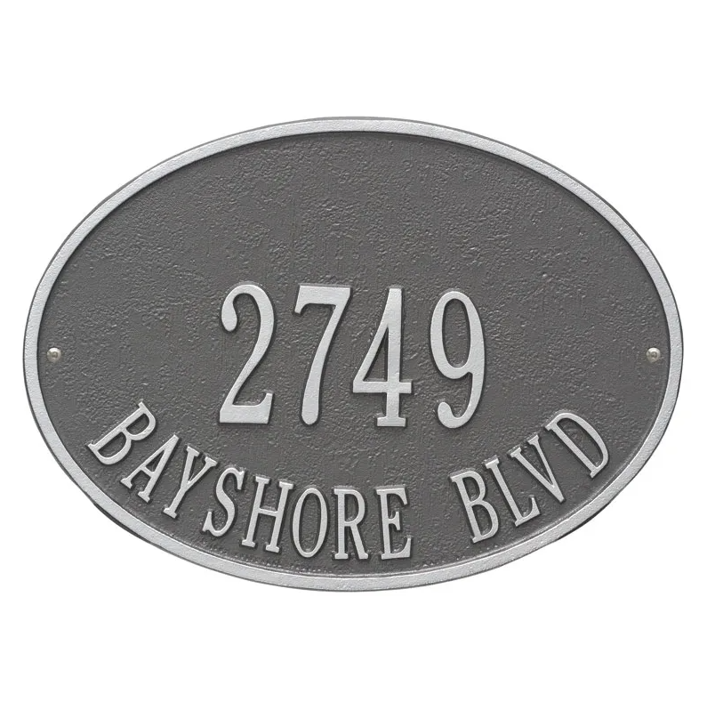 Whitehall 2923 Arch Marker Estate Wall Address Plaque in Pewter and Silver