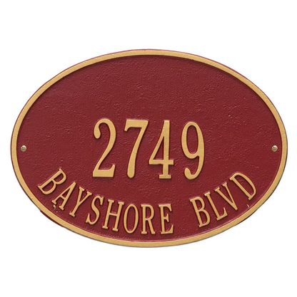 Whitehall 2923 Arch Marker Estate Wall Address Plaque in Red and Gold