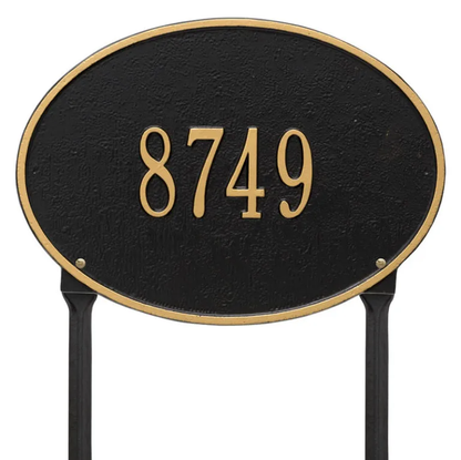 Whitehall 2924 Arch Marker Estate Lawn Address Plaque in Black and Gold