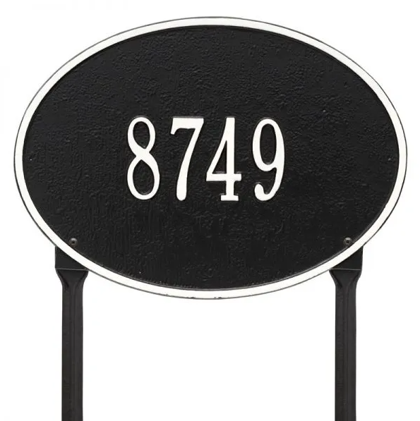 Whitehall 2924 Arch Marker Estate Lawn Address Plaque in Black and White