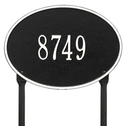 Whitehall 2924 Arch Marker Estate Lawn Address Plaque in Black and White
