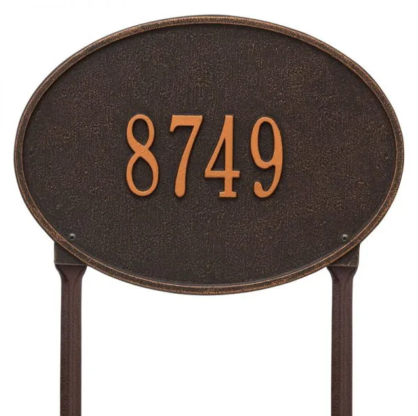 Whitehall 2924 Arch Marker Estate Lawn Address Plaque in Oil Rubbed Bronze