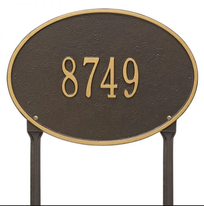 Whitehall 2924 Arch Marker Estate Lawn Address Plaque in Bronze and Gold
