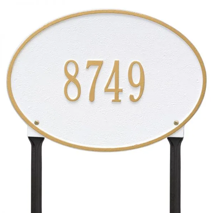 Whitehall 2924 Arch Marker Estate Lawn Address Plaque in White and Gold