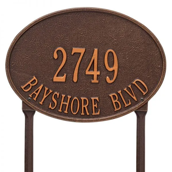 Whitehall 2925 Arch Marker Estate Lawn Address Plaque in Antique Copper