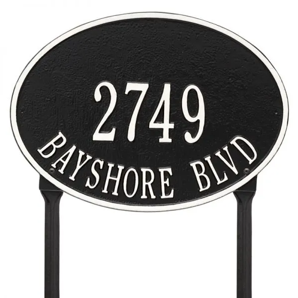 Whitehall 2925 Arch Marker Estate Lawn Address Plaque in Black and White