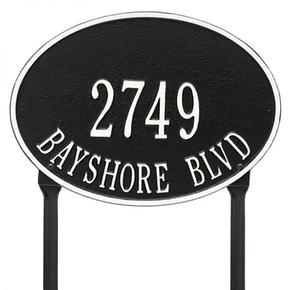 Whitehall 2925 Arch Marker Estate Lawn Address Plaque in Black and White