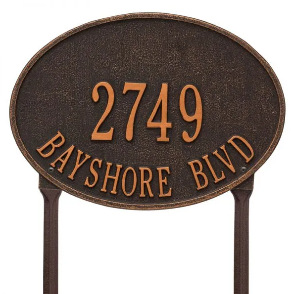 Whitehall 2925 Arch Marker Estate Lawn Address Plaque in Oil Rubbed Bronze