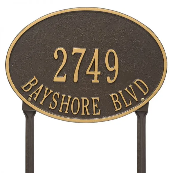 Whitehall 2925 Arch Marker Estate Lawn Address Plaque in Bronze and Gold