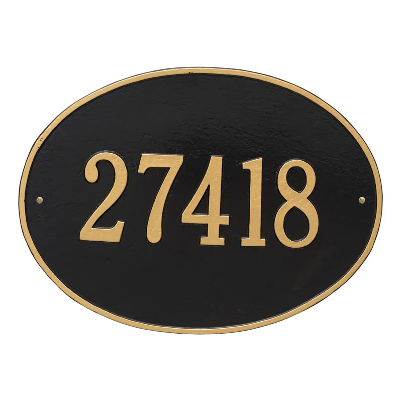 Whitehall 2926 Arch Marker Estate Wall Address Plaque in Black and Gold
