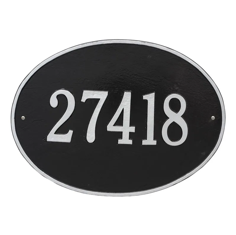 Whitehall 2926 Arch Marker Estate Wall Address Plaque in Black and Silver