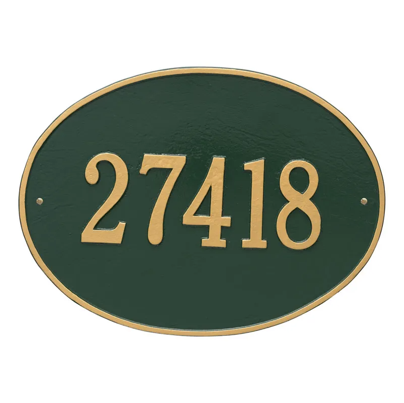 Whitehall 2926 Arch Marker Estate Wall Address Plaque in Green and Gold