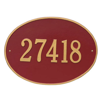 Whitehall 2926 Arch Marker Estate Wall Address Plaque in Red and Gold