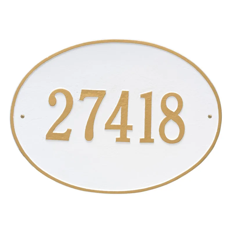 Whitehall 2926 Arch Marker Estate Wall Address Plaque in White and Gold