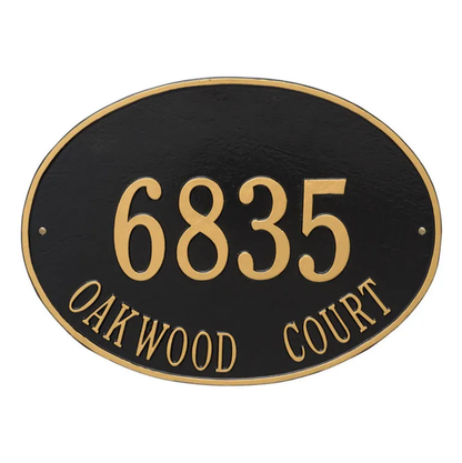 Whitehall 2927 Arch Marker Estate Wall Address Plaque in Black and Gold